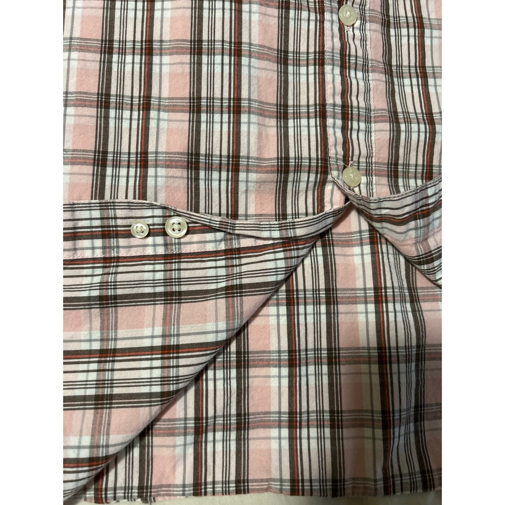 Red Camel Men's Long Sleeve Plaid Button Down‎ Shirt Size L Pink Brown White - Picture 4 of 8